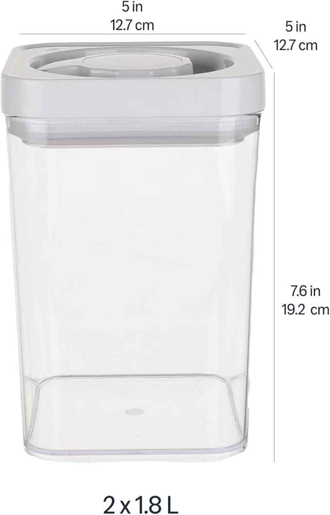 Amazon Basics Airtight Food Storage Containers, BPA Free, Dishwasher Safe, with Twist/Turn Lids, for Kitchen Pantry Organization, 10-Piece Square Set, Clear Plastic