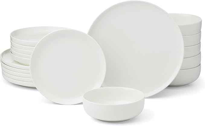 Oneida Dinnerware Set, 24 Seven White 18-Piece Dinnerware Set, Service For 6, Porcelain Material, Dishwasher And Microwave Safe, Bowls, Plates And Bowls, Dinner Dishes, Plates, Home (White, 18 Piece)