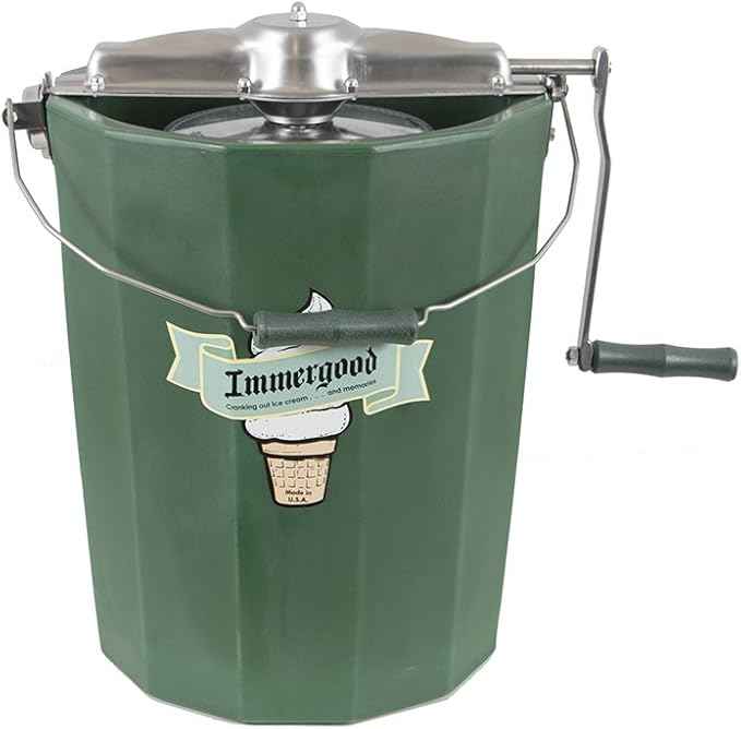 PREMIUM Large 8 qt. - Immergood Ice Cream Maker - Stainless Steel - Hand Crank