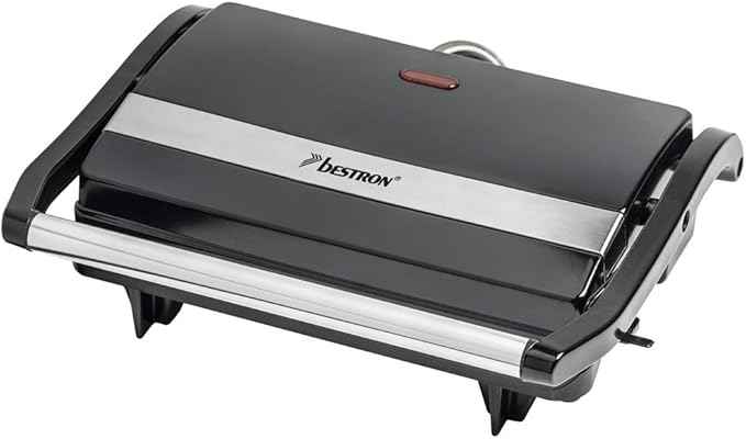 Bestron Sandwich maker, panini contact grill with non-stick coating, 750W, black