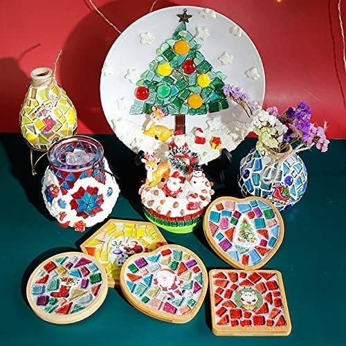 1.1 LB Irregular Crystal Mosaic Tiles,Small Particle Color Decal Crystal Glass Tile DIY Hobbies Children Handmade Crystal Craft for DIY Handmade Decorative Materials (Black)