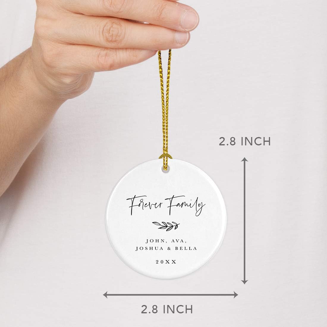 Andaz Press Personalized Adoption Round Ceramic Porcelain Christmas Tree Ornament Keepsake Collectible Gift, Forever Family 2025, Antique Handdrawn, 1-Pack Adoption Ornament 2025