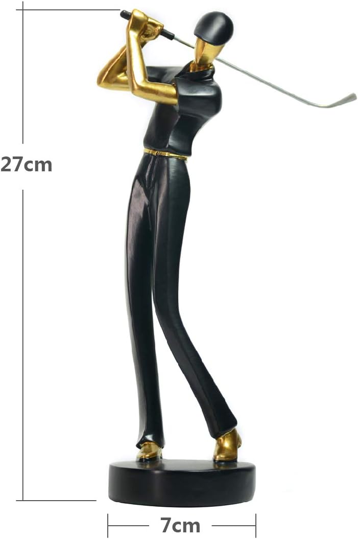 HAUCOZE Golf Figurine Statue Golfer Decoration Arts Home Decor Sculpture Polyresin Black 9.6 inch