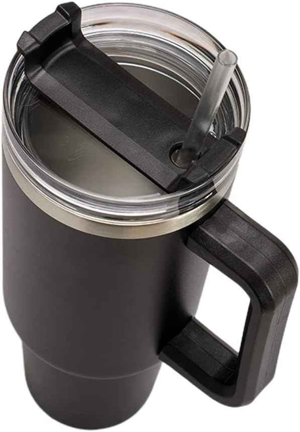 40oz Insulated Travel Mug Tumbler With Handle and Straw,Stainless Steel Double Wall Vacuum Cup Keep Drink Cold and Hot (Purple)