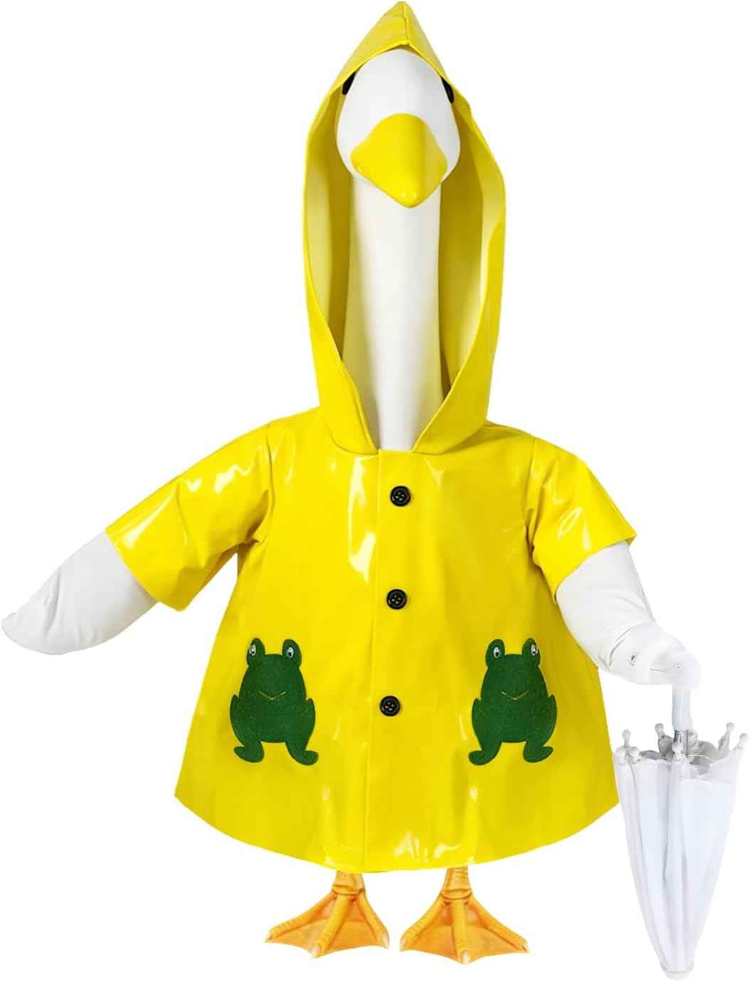 Raincoat Porch Goose Outfits for 23'' Statue, Summer Spring Lawn Cement Goose Cloths Raincoat Umbrella Costume for Outdoor Garden Yard Patio Statue Art Decor