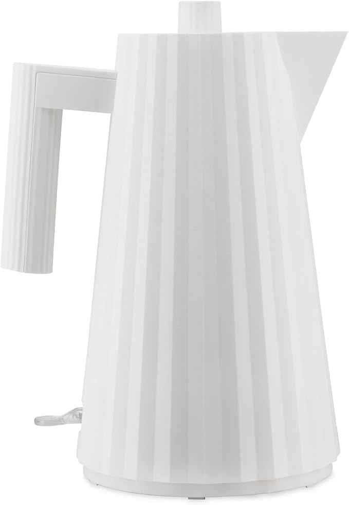 Alessi Plissé MDL06 W/UK Design Electric Kettle, Thermoplastic Resin, 2400 W, 170 cl, White, 21.5 x 33.5 x 21.5