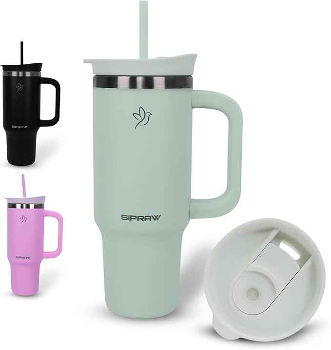 30oz Tumbler with Handle and Straw Insulated Stainless Steel Travel Mug Vacuum Double Wall Coffee Cup Leak Resistant Lid BPA-Free Cup Holder Friendly for Hot & Cold Drinks, Pastel Green