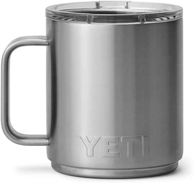 YETI Rambler 10 oz Ceramic Lined Stackable Mug, Vacuum Insulated, Stainless Steel with MagSlider Lid, Stainless