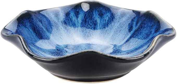 Lotus Leaf Shape Decorative Ring Tray, Small Key Bowl, Ceramic Trinket Tray Jewelry Dish Organizing Necklace Earrings, Home Decoration for Mom Best Friend Sister, Blue.