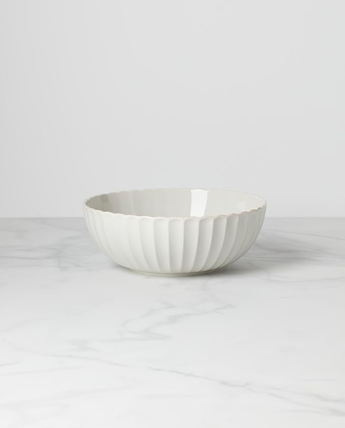 Lenox French Perle Scallop Serving Bowl, 3.60 LB, White