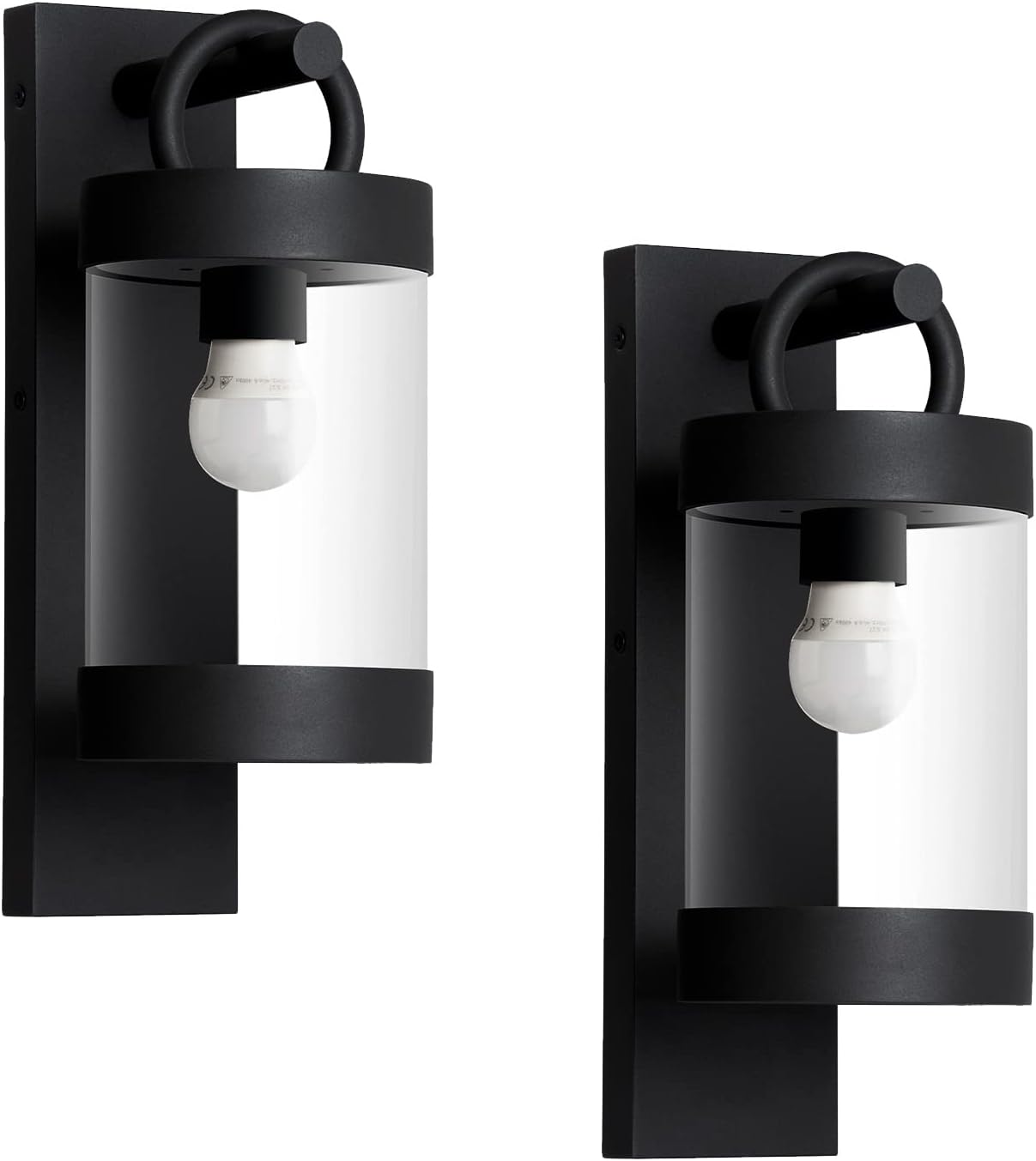 Dusk to Dawn Outdoor Wall Lighting 2 Pack Black Exterior Wall Lantern Sconce Fixture with E26 Base for Porch Patio Garage House