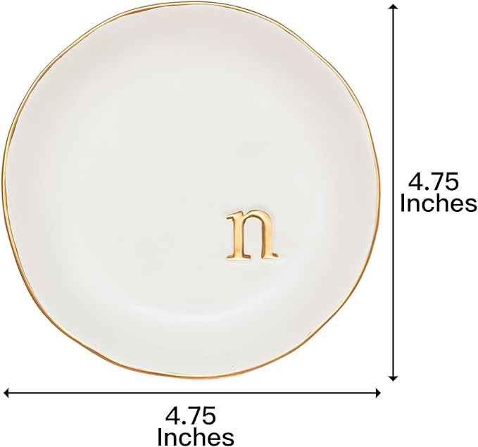 COLLECTIVE HOME - Ceramic Jewelry Tray, Decorative Trinket Dish for Rings Earrings Necklaces Bracelet Watch Keys, Birthday Mother's Day Christmas Gift for Women, 4.75", White Surface (N)