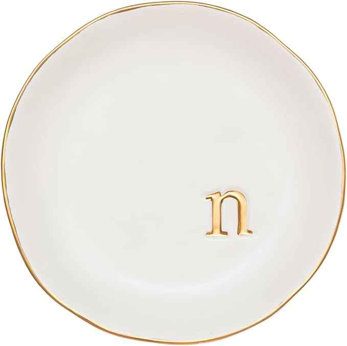 COLLECTIVE HOME - Ceramic Jewelry Tray, Decorative Trinket Dish for Rings Earrings Necklaces Bracelet Watch Keys, Birthday Mother's Day Christmas Gift for Women, 4.75", White Surface (N)