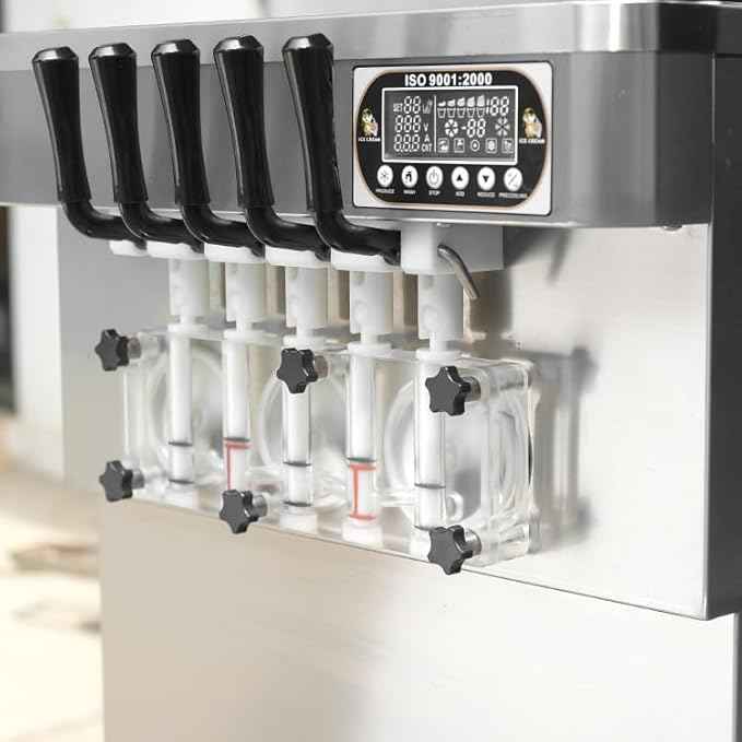 Kolice Commercial Countertop 5 flavors softy ice cream maker, 3+2 mixed flavors soft serve ice cream machine, frozen yogurt ice cream maker-ETL certified, upper tanks refrigerated | 110V 2300W