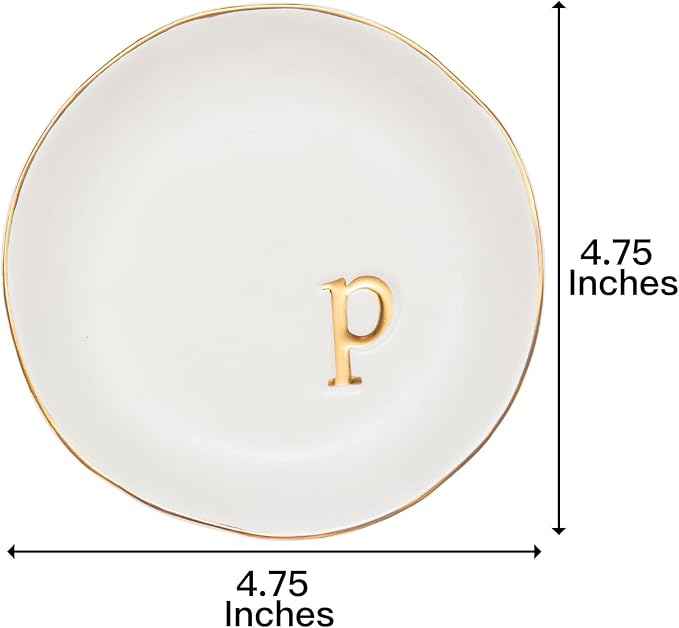 COLLECTIVE HOME - Ceramic Jewelry Tray, Decorative Trinket Dish for Rings Earrings Necklaces Bracelet Watch Keys, Birthday Mother's Day Christmas Gift for Women, 4.75", White Surface (P)