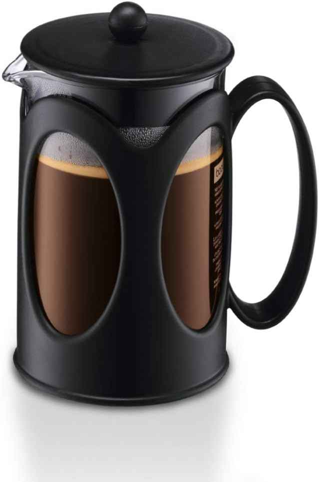 BODUM 10683-01 Kenya French Press Coffee Maker, Borosilicate Glass - 4-Cup (0.5 L), Black