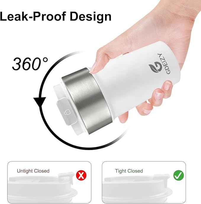 17oz Double Wall Stainless Steel Vacuum Insulated Travel Mug, Spill-Proof & Leak-Proof Coffee Mug, BPA-Free Reusable Coffee Cup for Hot & Cold Drinks, Black (White)
