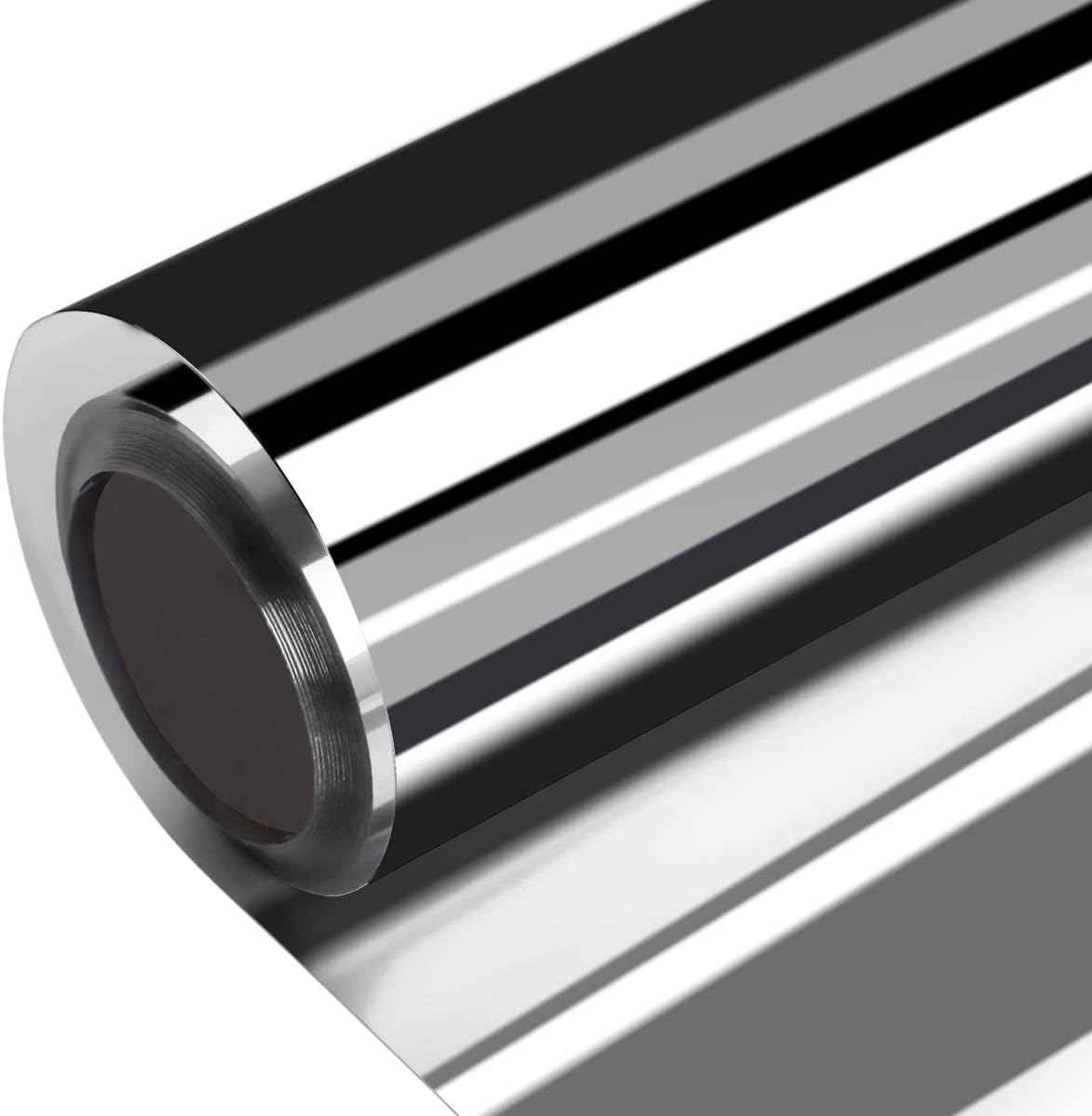 One Way Window Film Daytime Privacy Heat Control Window Film Anti UV Reflective Static Cling Film, Window Tint for Home and Office Black-Silver 35.4 x 78.7 Inch