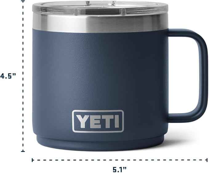 YETI Rambler 14 oz Ceramic Lined Stackable Mug, Vacuum Insulated, Stainless Steel with MagSlider Lid, Tropical Pink