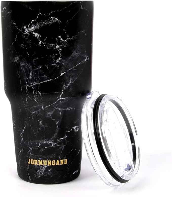 Jormungand 30 oz Tumbler Stainless Steel Vacuum Insulated Travel Mug with Leak Proof Lid Double Wall Coffee Cup Water Bottle for Cold Beverages 30oz Tumbler Marble Black