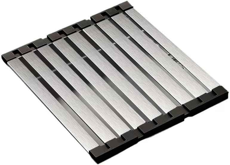 17.72" Dish Drying Rack Over the Sink, 1.28lb Heavy-Duty 304 Stainless Steel, Non-Slip Silicone Edges, Folding Space-Saving for Home & RV Kitchen, Dish Drainer, Cooling Rack & Sink Cover