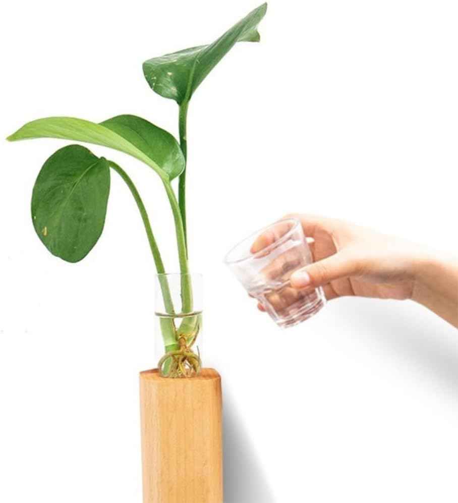 Wooden Wall Vase, Boho Hanging Planter for Indoor Plants & Flowers, Farmhouse Wall Hanging Pocket Planter for Greenery, Wood Wall-Mounted Planters for Living Room Kitchen Office Home Decor (Dark)