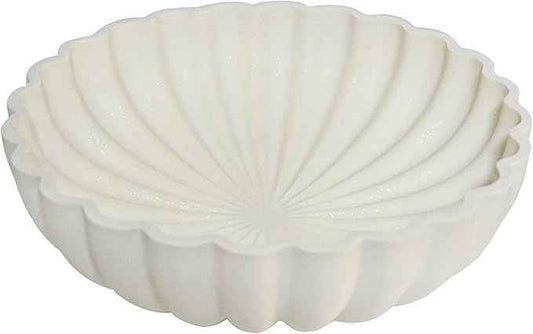 L'ARL GMVOI Large Decorative Bowl - Modern Handicraft Bowls for Home Decor - Fruit Bowl for Kitchen Counter - Key Bowl for Entryway Table - Ruffle Centerpiece Bowl Decor,Artificial Stone White
