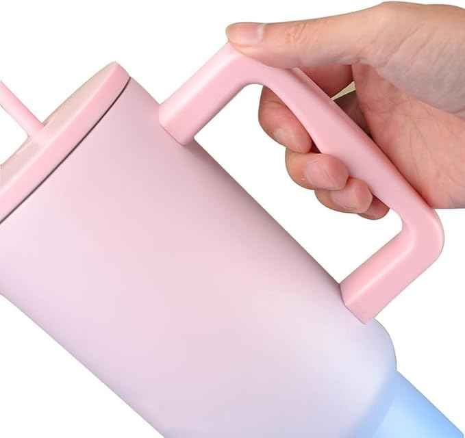 40 oz Tumbler with Handle and Straw & 6PCS Cup Accessories for 40 oz Cup - Vacuum Insulated Stainless Steel Double Wall Water Bottle Travel Coffee Mug - Holiday Gifts for Women Men (Bubble)