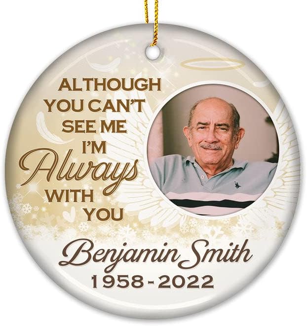 Pawfect House You Can't See Me Now, But I'll Always Be There for You, Photo Ceramic Ornaments, Personalized Christmas Memorial Sympathy Gifts for Loss of Dad, Mom, in Memory of Loved One Gifts