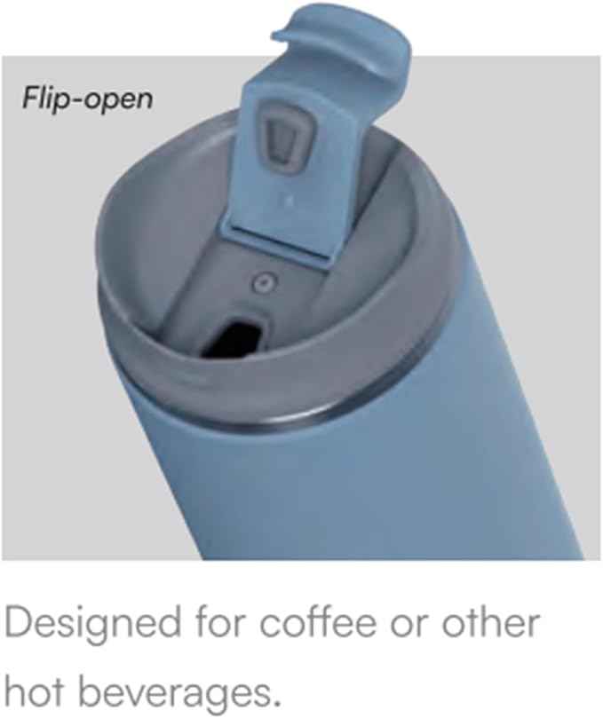 Travel Coffee Mug with Lid, 12 oz Insulated Tumbler, Leak Proof Stainless Steel Cup, for Hot Coffee, Iced Tea & Water, BPA Free, Car Cups Holder Friendly, Blue