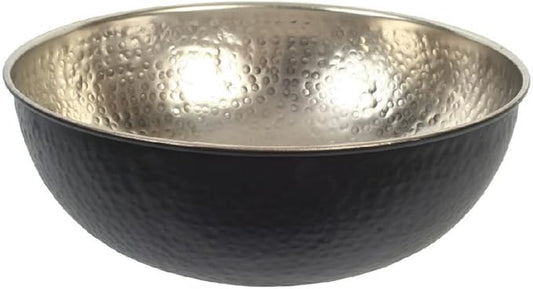 Hosley Metal Decorative Bowl Nickle & Black Finish, 10.25" Diameter – Perfect for Potpourri, LED Candles, Weddings, Centerpieces, Events & Home Décor