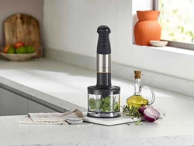 Kenwood Triblade XL HBM60.307GY Hand Blender incl. Whisk, Measuring Cup, Potato Press and Mixer, SureGrip Technology, Variable Speed, 1000W Motor