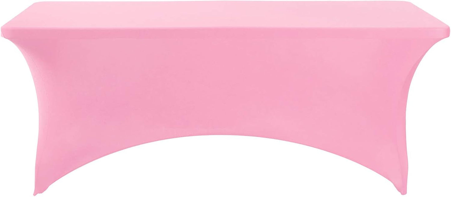 Spandex Table Cover for 6Ft or 4fT or 8ft Table Universal Fitted Stretch Tablecloth for Party, Banquet, Wedding and Events-Pink