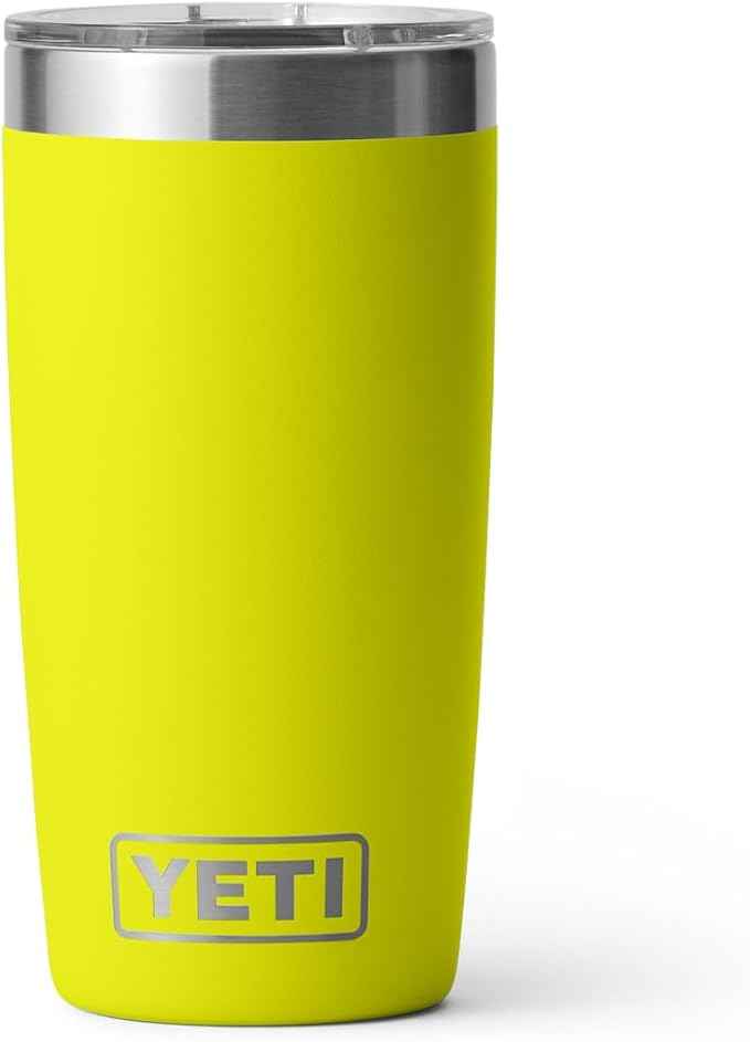 YETI Rambler 10 oz Tumbler, Stainless Steel, Vacuum Insulated with MagSlider Lid, Firefly Yellow | Vacuum Insulated, MagSlider Lid