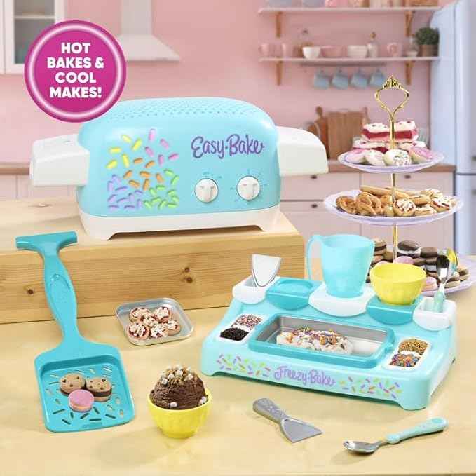 Freezy Bake Ice Cream Maker With 3 Mixes Included (Vanilla, Strawberry and Chocolate)