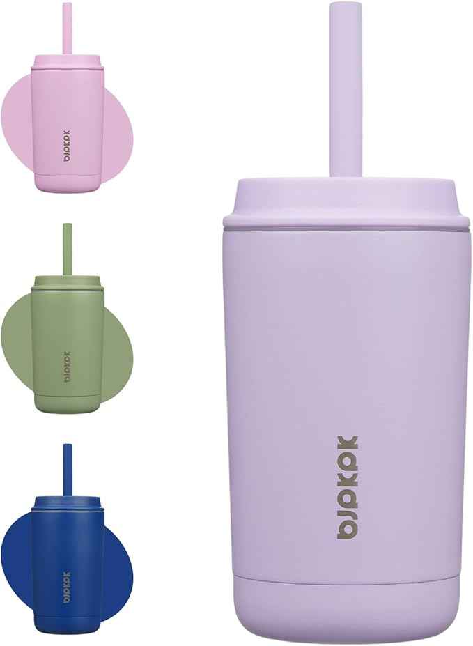 BJPKPK Insulated Tumbler with Lid and Straw,12 oz Stainless Steel Travel Coffee Mug,Spill Proof Thermal Cup,Keep Drinks Cold and Hot,Lavender