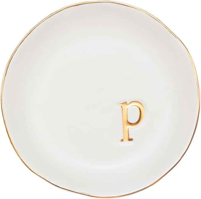 COLLECTIVE HOME - Ceramic Jewelry Tray, Decorative Trinket Dish for Rings Earrings Necklaces Bracelet Watch Keys, Birthday Mother's Day Christmas Gift for Women, 4.75", White Surface (P)