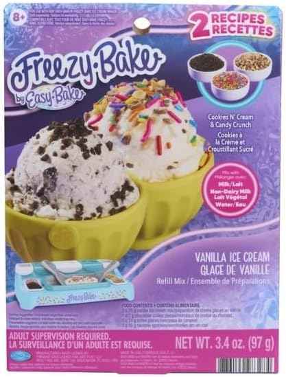 Freezy Bake Ice Cream Maker With 3 Mixes Included (Vanilla, Strawberry and Chocolate)