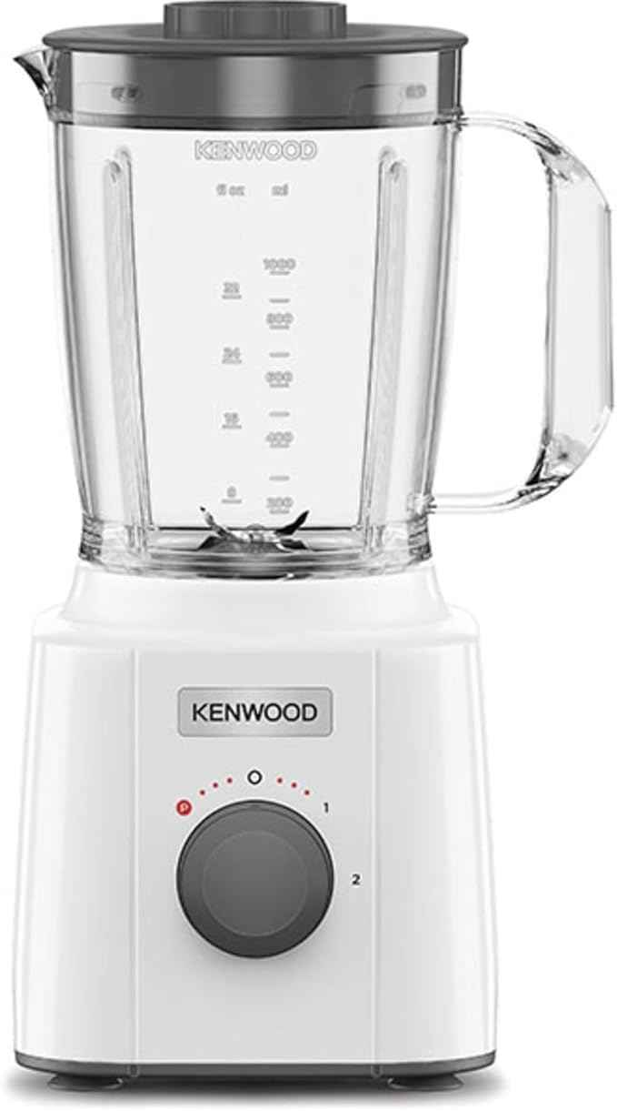 Kenwood BLP31.A0WH Blender, 1.6 L Krug, Steel Blades, 2 Speeds and Pulse, Non-Slip Feet, Equipped with Practical Handle, Power 350 W, Plastic, White and Grey