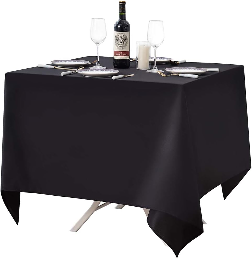 Surmente Black Square Tablecloth-52x52 Inch Table Cloth for Small Square Tables,Washable Polyester Table Cover for Weddings, Banquets, or Restaurants