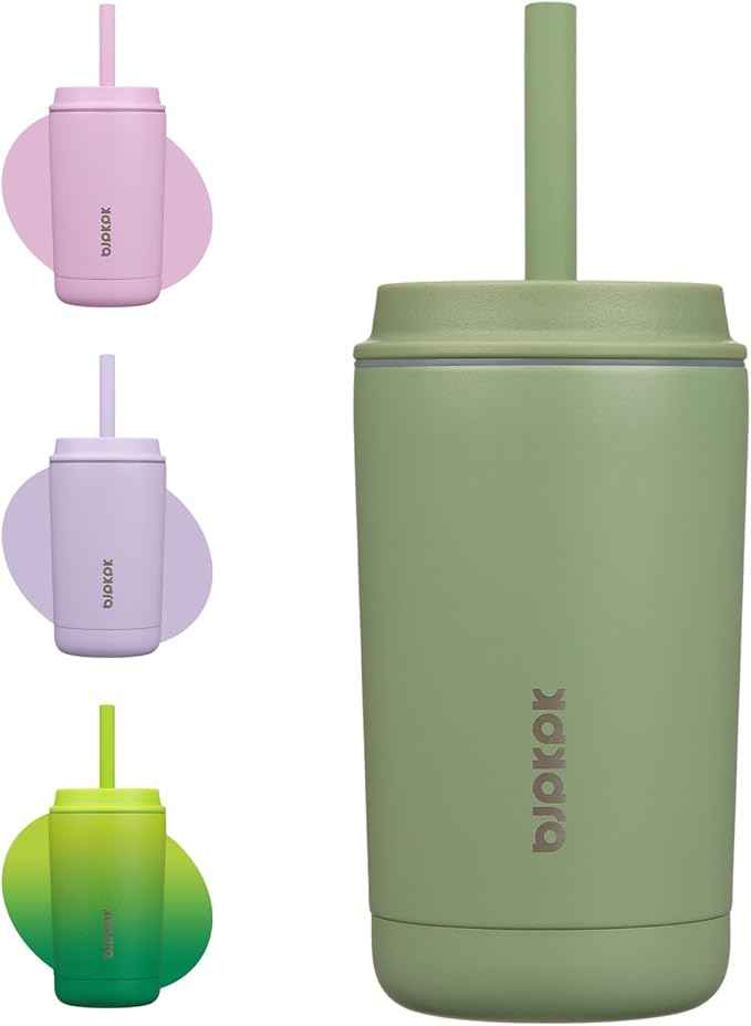 BJPKPK Insulated Tumbler with Lid and Straw,12 oz Stainless Steel Travel Coffee Mug,Spill Proof Thermal Cup,Keep Drinks Cold and Hot,Sage Green