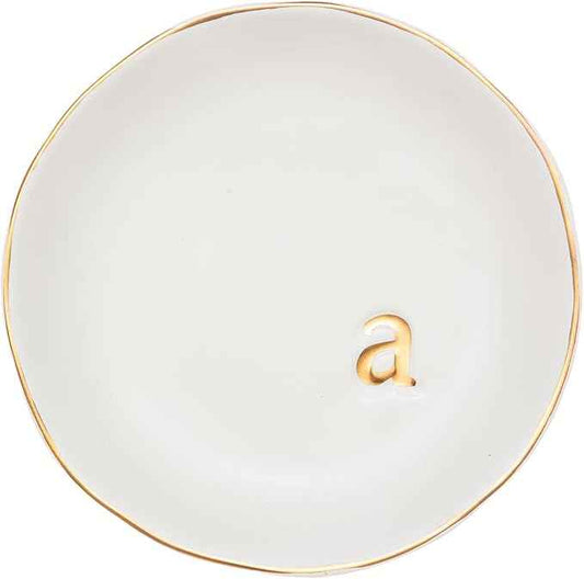 COLLECTIVE HOME - Ceramic Jewelry Tray, Decorative Trinket Dish for Rings Earrings Necklaces Bracelet Watch Keys, Birthday Mother's Day Christmas Gift for Women, 4.75", White Surface (A)
