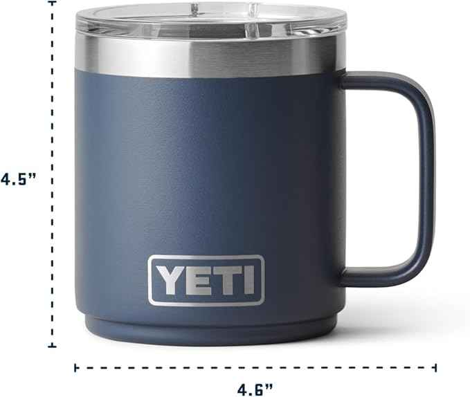YETI Rambler 10 oz Ceramic Lined Stackable Mug, Vacuum Insulated, Stainless Steel with MagSlider Lid, Cape Taupe