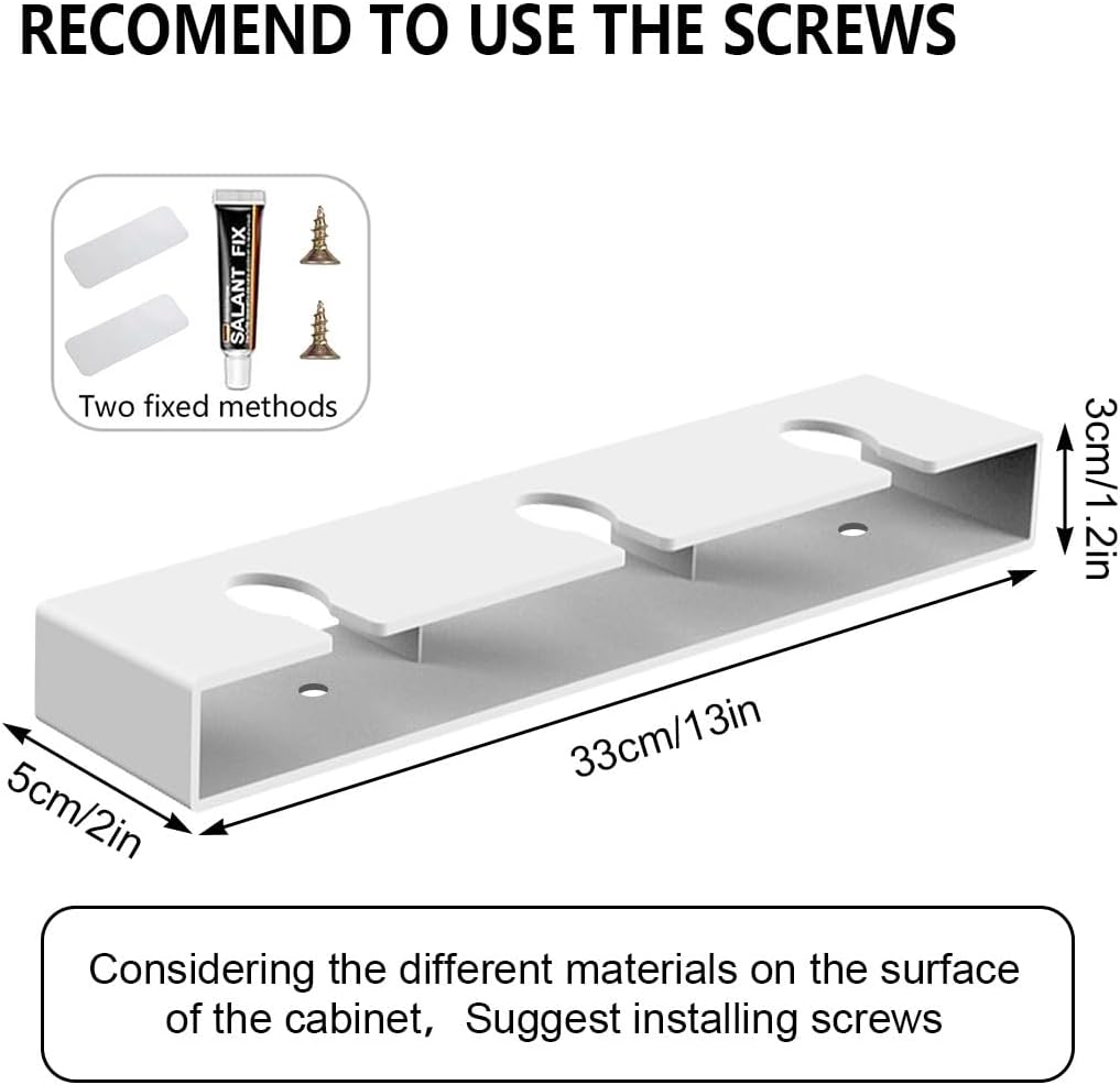 2 Pack Wine Glass Holder,Wine Glass Rack Punch-free Under Cabinet Wine Glass Holder Hanging Plastic Stemware Rack（White）