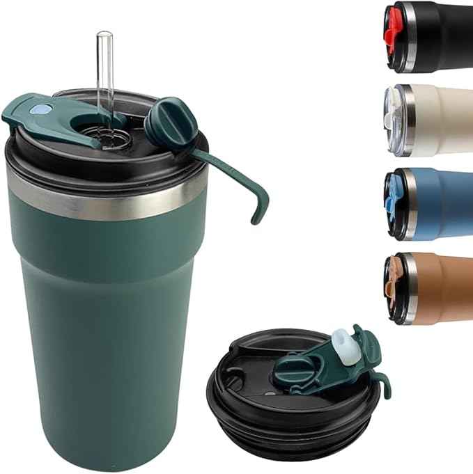 SPLMIFA Travel Coffee Mugs Leak-Proof, Reusable Coffee Cups with Lids, Stainless Steel Vacuum Insulated Coffee Tumblers, Thermal Insulation Cups for Men and Women Hot & Cold Drinks(4th-Green, 16OZ)