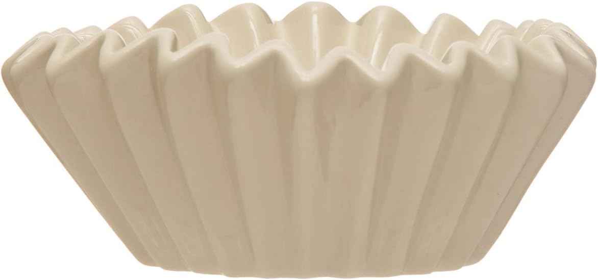 Fluted Stoneware Bowl, White