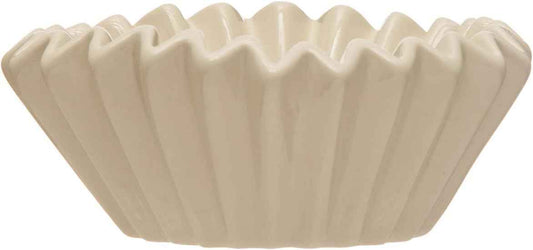 Fluted Stoneware Bowl, White
