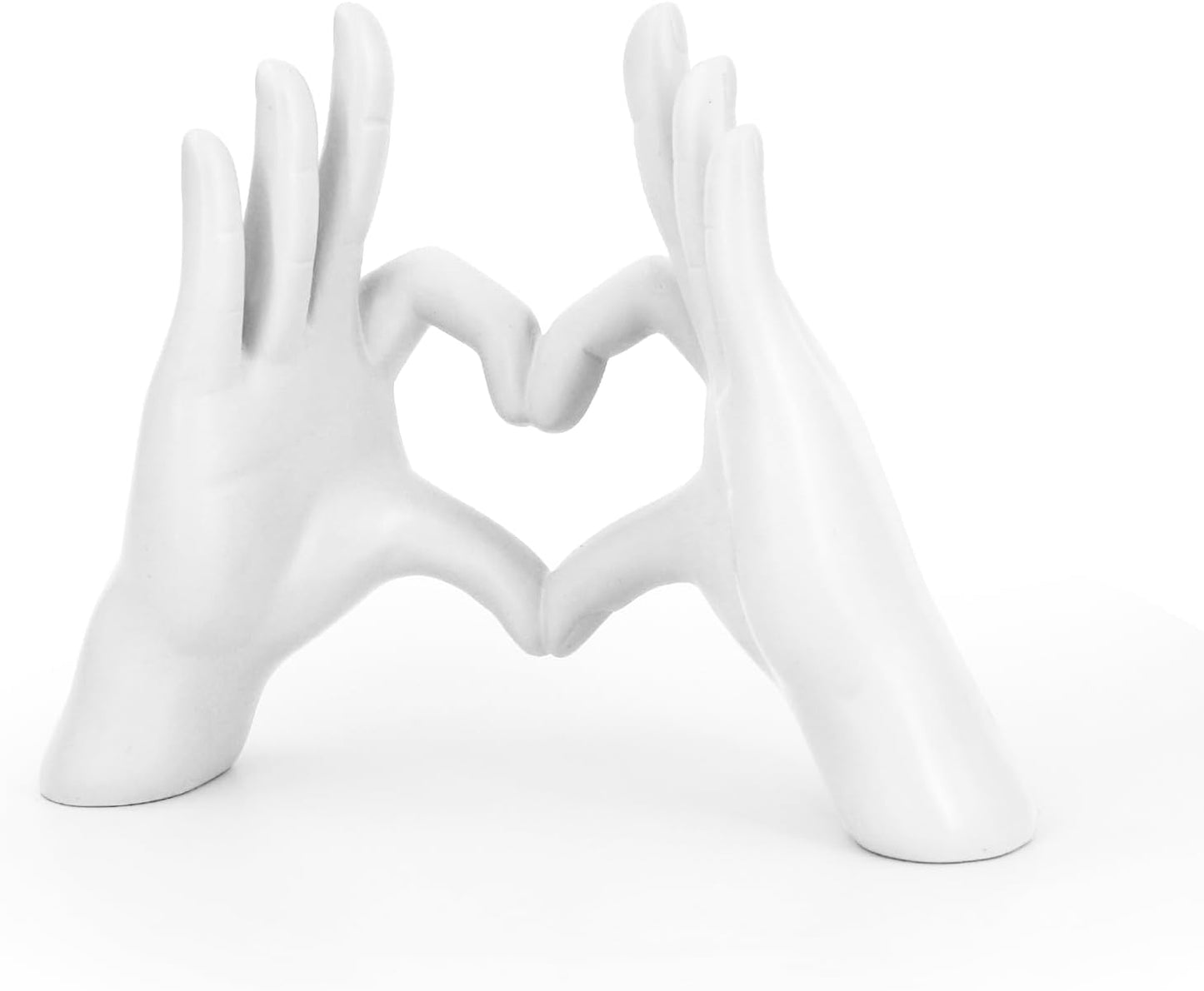 Accessoryway White Heart Hands Sculpture Decor - Valentines Day Decorations for Living Room, Bedroom, Office & Shelf Decor,Unique Heart Hands Ring Holder Display for Girls & Wedding Decorations