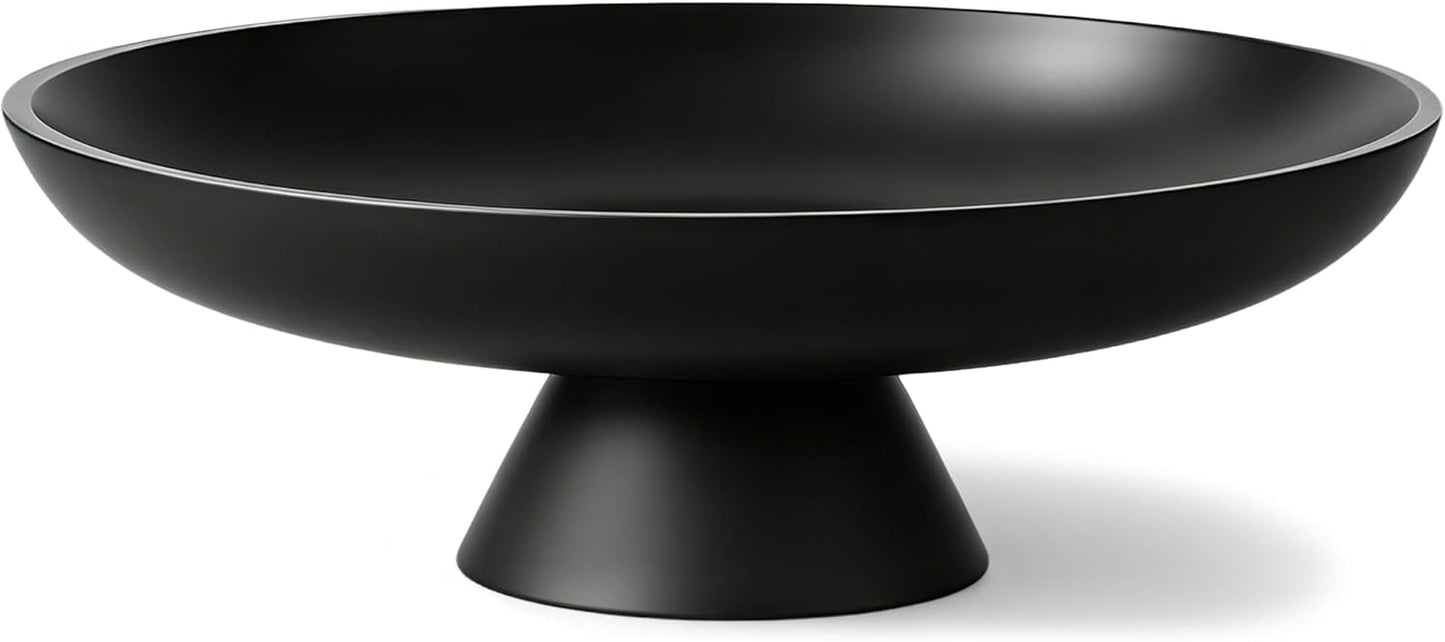 Large Fruit Bowl for Kitchen Counter, Concrete Decorative Bowls for Home Decor, Modern Key Bowl for Entryway Table (Black)