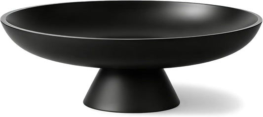 Large Fruit Bowl for Kitchen Counter, Concrete Decorative Bowls for Home Decor, Modern Key Bowl for Entryway Table (Black)